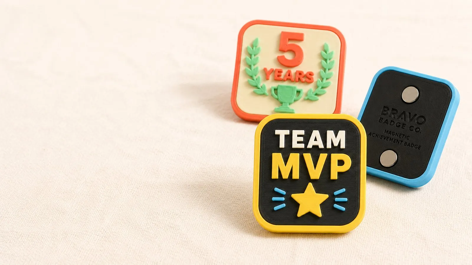 Bravo achievement badges arranged together