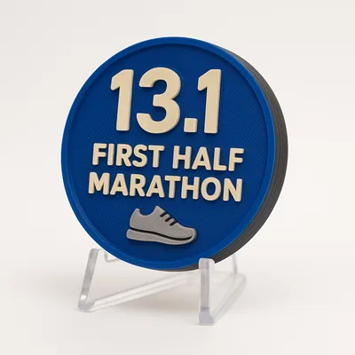 13.1 - First Half Marathon magnetic 3D-printed achievement badge