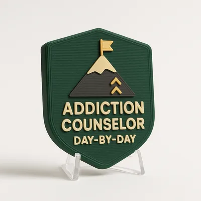 Addiction Counselor - Day-By-Day magnetic 3D-printed achievement badge