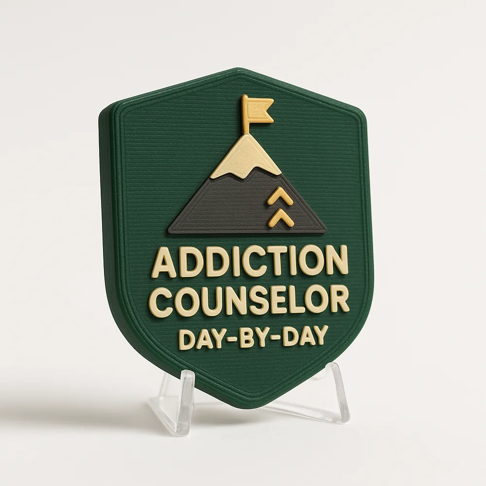 Addiction Counselor - Day-By-Day magnetic 3D-printed achievement badge