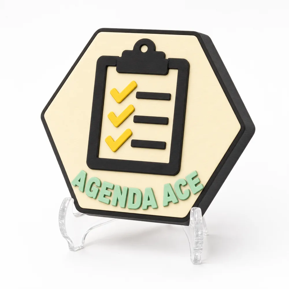 AGENDA ACE magnetic 3D-printed achievement badge