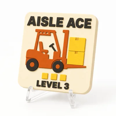 Aisle Ace magnetic 3D-printed achievement badge