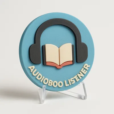 Audiobook Listener magnetic 3D-printed achievement badge
