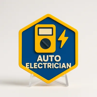 Auto Electrician magnetic 3D-printed achievement badge
