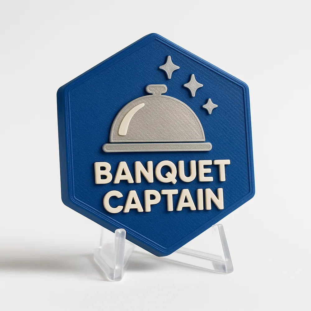 Banquet Captain magnetic 3D-printed achievement badge