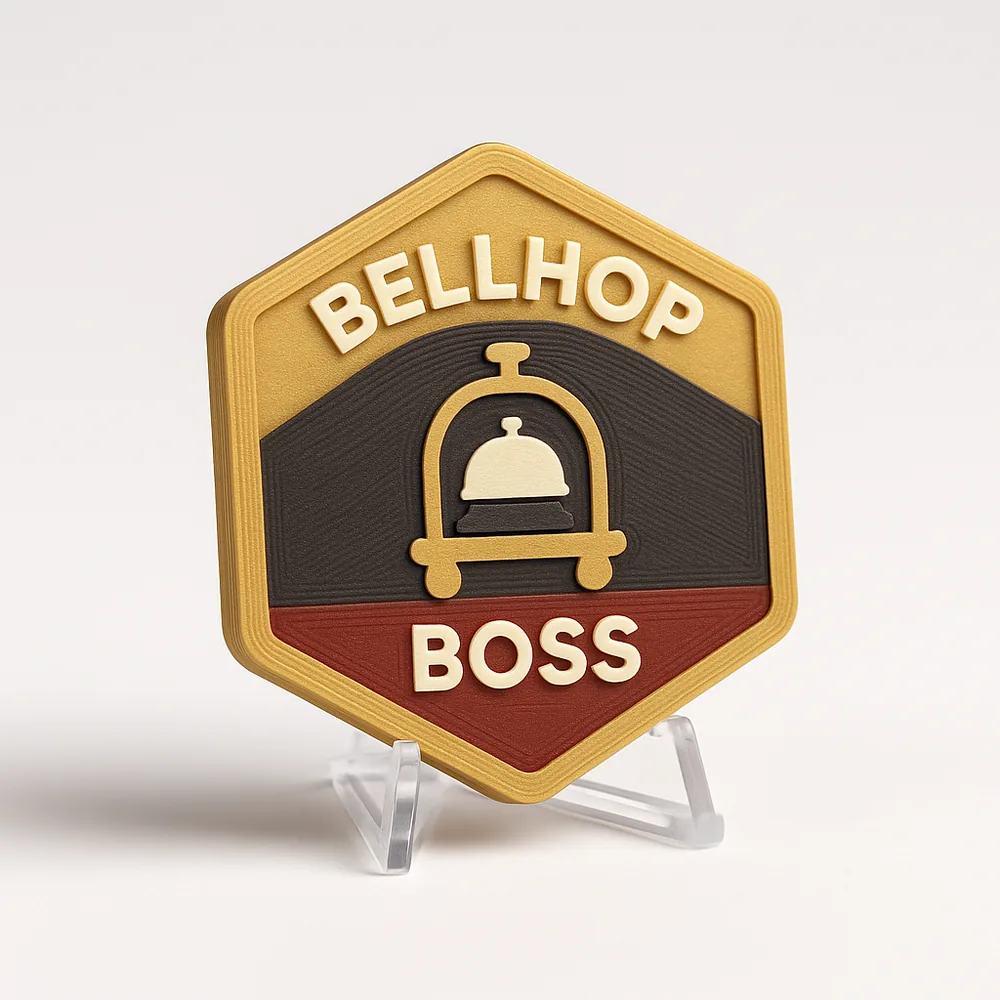 Bellhop Boss magnetic 3D-printed achievement badge