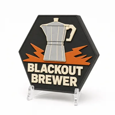 BLACKOUT BREWER magnetic 3D-printed achievement badge