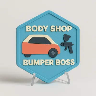 Body Shop Bumper Boss magnetic 3D-printed achievement badge