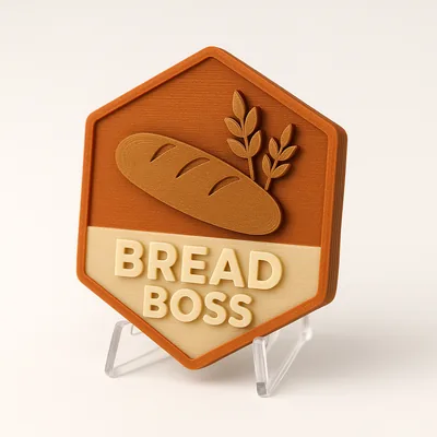 Bread Boss magnetic 3D-printed achievement badge