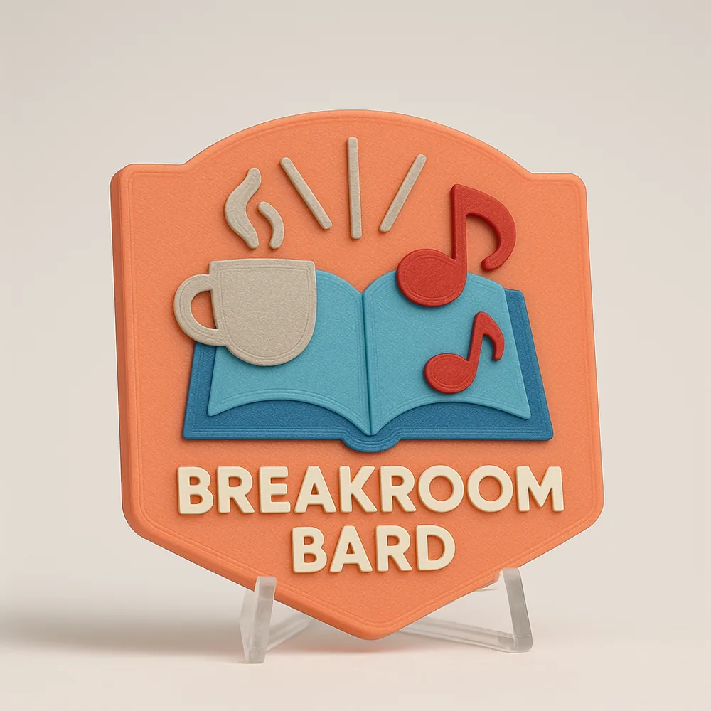 BREAKROOM BARD magnetic 3D-printed achievement badge