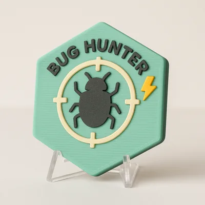 Bug Hunter magnetic 3D-printed achievement badge