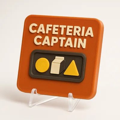 Cafeteria Captain magnetic 3D-printed achievement badge