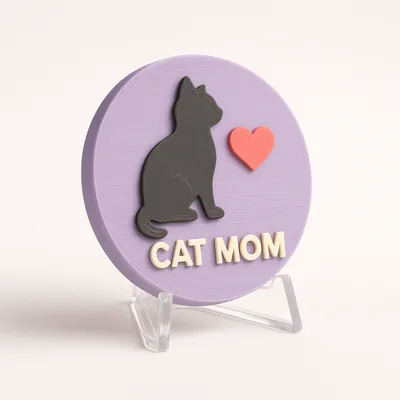 Cat Mom magnetic 3D-printed achievement badge