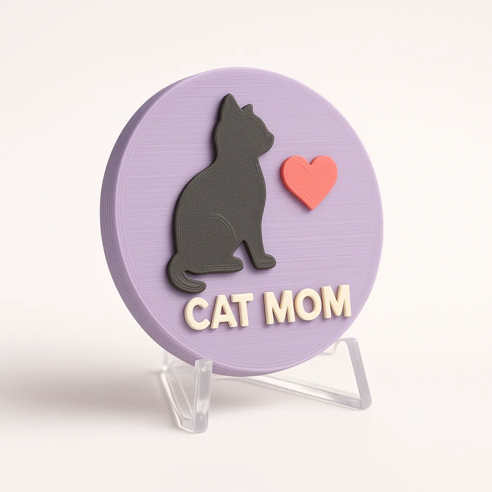 Cat Mom magnetic 3D-printed achievement badge
