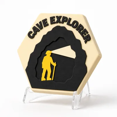 Cave Explorer magnetic 3D-printed achievement badge