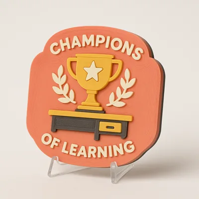 Champions of Learning magnetic 3D-printed achievement badge