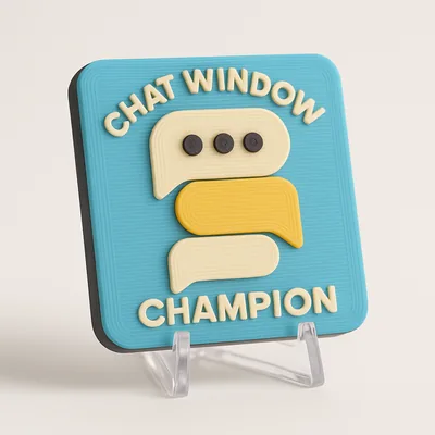 Chat Window Champion magnetic 3D-printed achievement badge