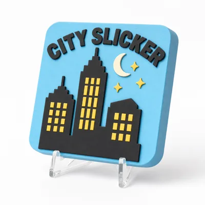 City Slicker magnetic 3D-printed achievement badge