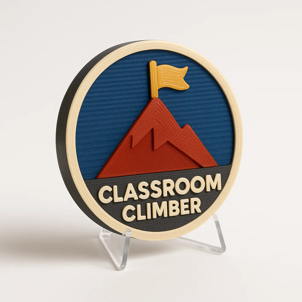 Classroom Climber magnetic 3D-printed achievement badge