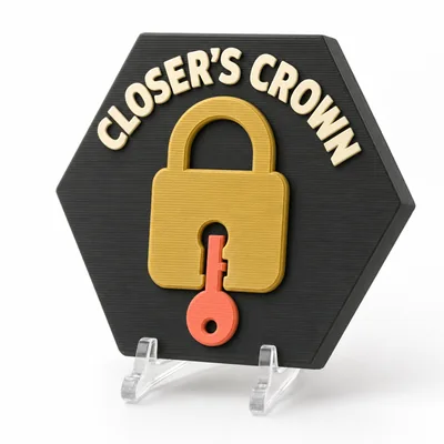 Closer's Crown magnetic 3D-printed achievement badge