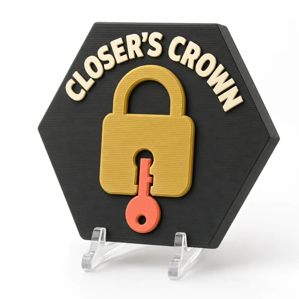 Closer's Crown magnetic 3D-printed achievement badge