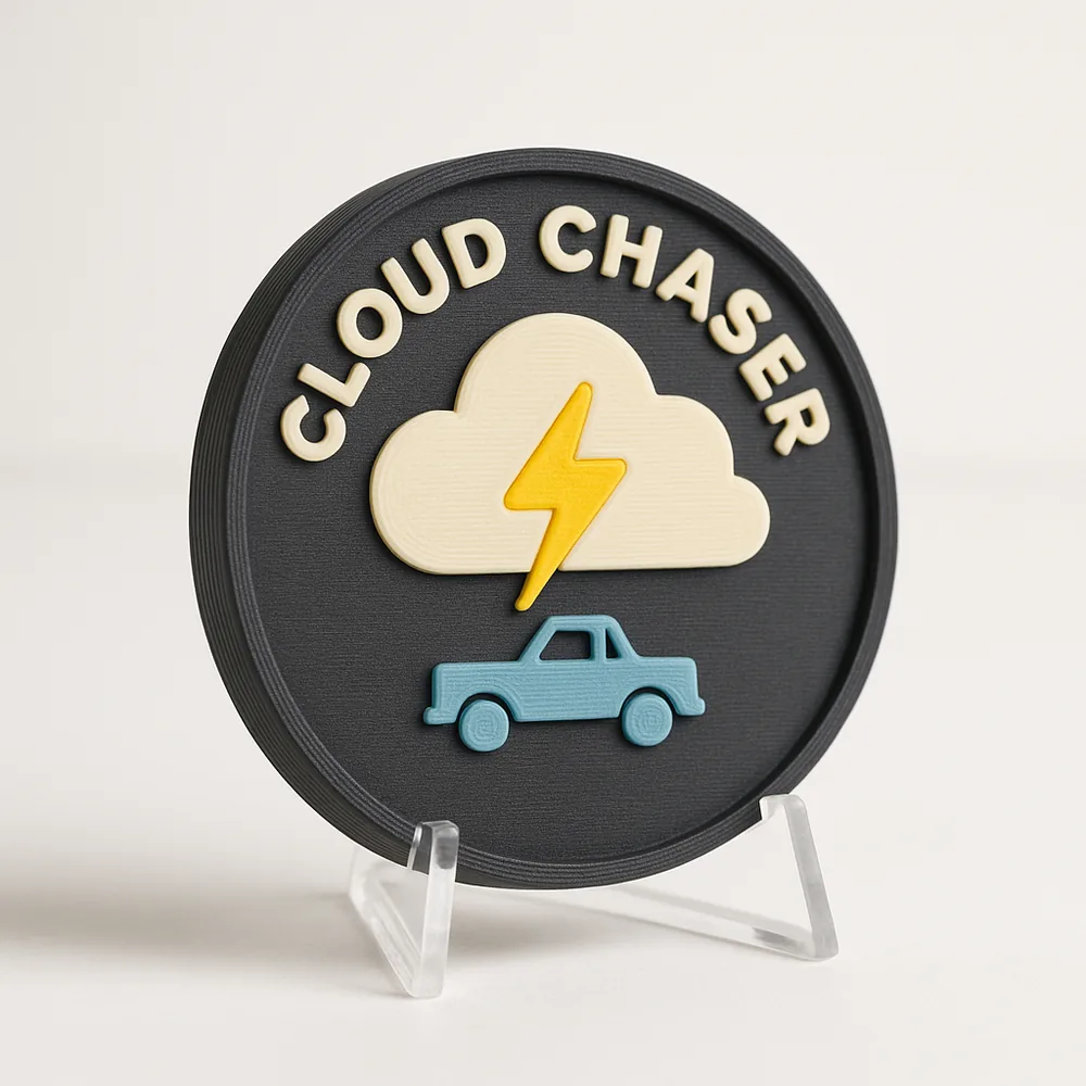 Cloud Chaser magnetic 3D-printed achievement badge