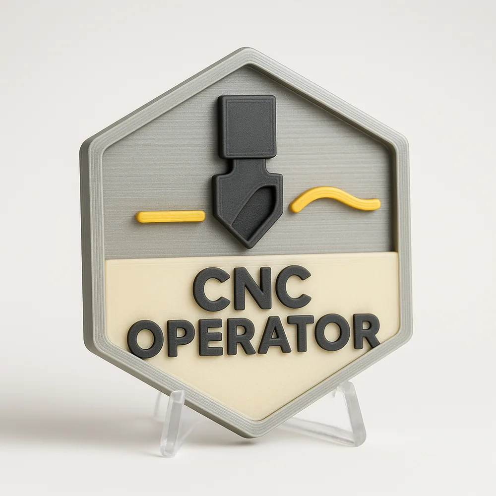 CNC Operator magnetic 3D-printed achievement badge