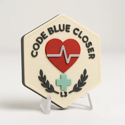 Code Blue Closer magnetic 3D-printed achievement badge