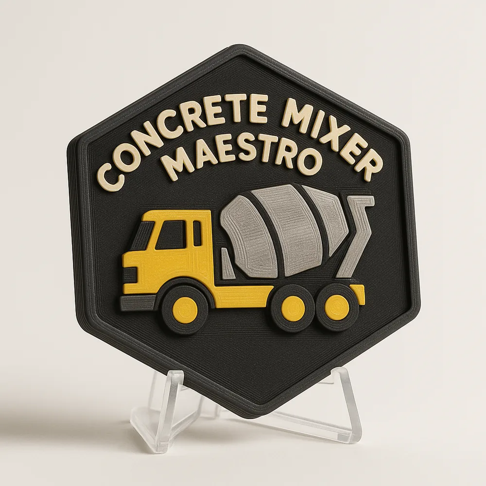 Concrete Mixer Maestro magnetic 3D-printed achievement badge