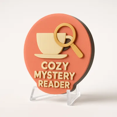Cozy Mystery Reader magnetic 3D-printed achievement badge