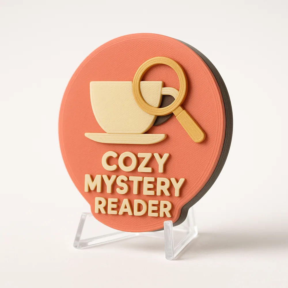 Cozy Mystery Reader magnetic 3D-printed achievement badge