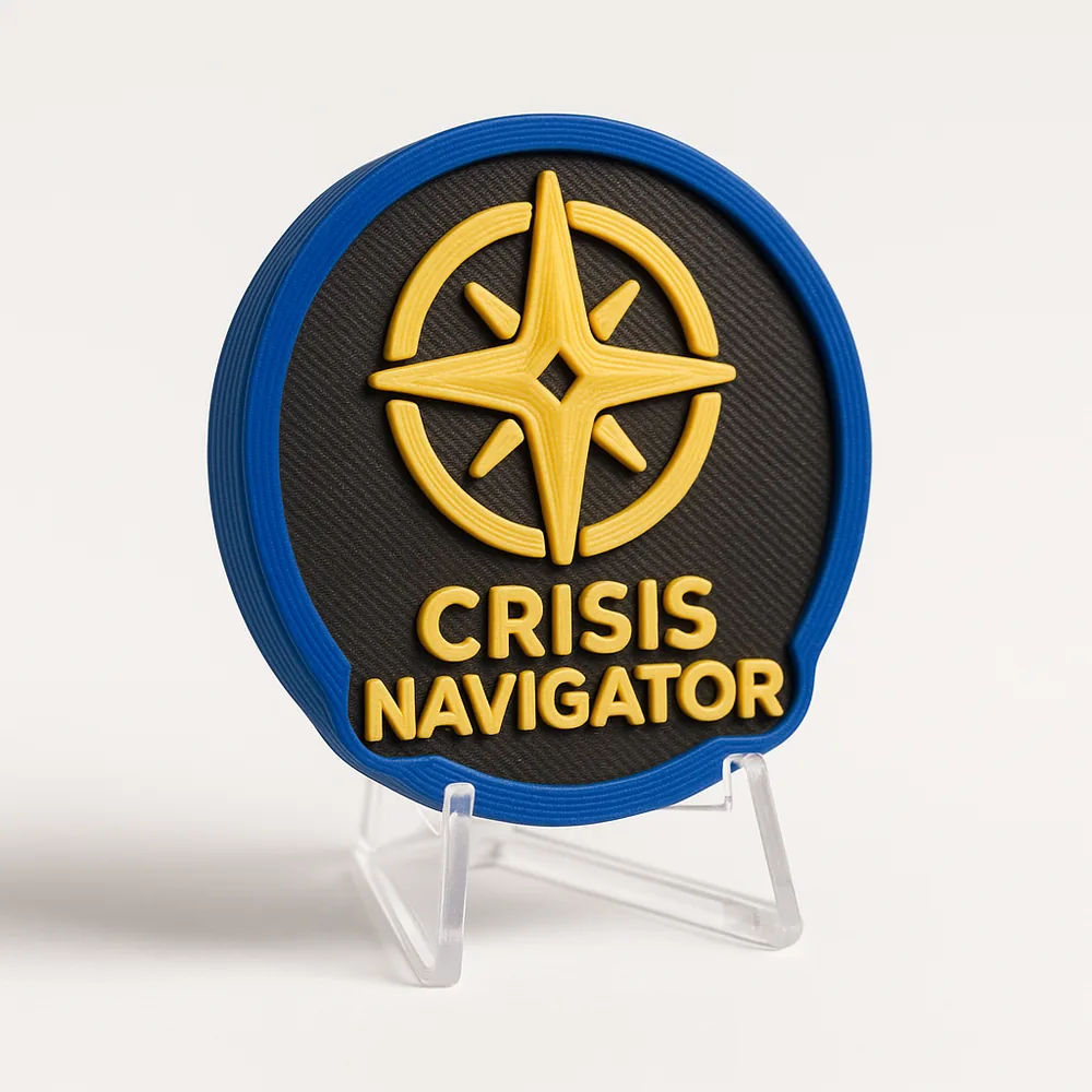 Crisis Navigator magnetic 3D-printed achievement badge