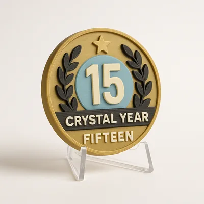 Crystal Year - Fifteen magnetic 3D-printed achievement badge
