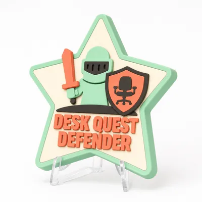 DESK QUEST DEFENDER magnetic 3D-printed achievement badge