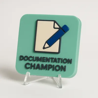 Documentation Champion magnetic 3D-printed achievement badge