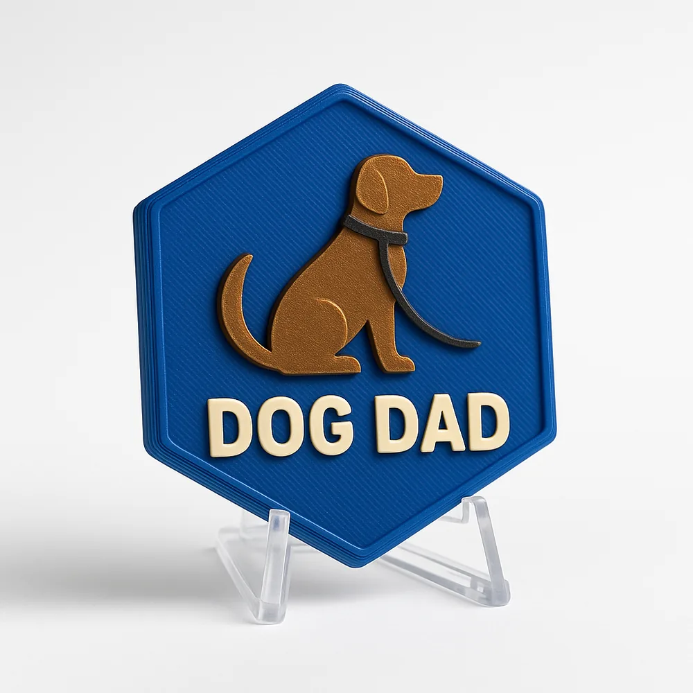 Dog Dad magnetic 3D-printed achievement badge