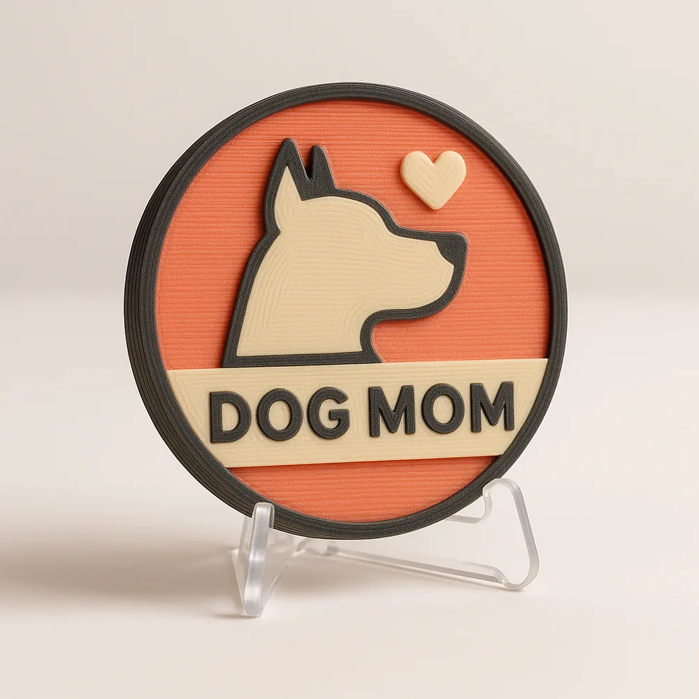 Dog Mom magnetic 3D-printed achievement badge