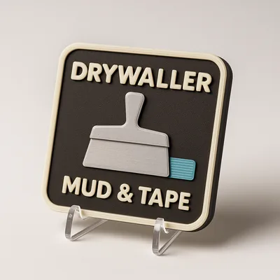 Drywaller - Mud & Tape magnetic 3D-printed achievement badge