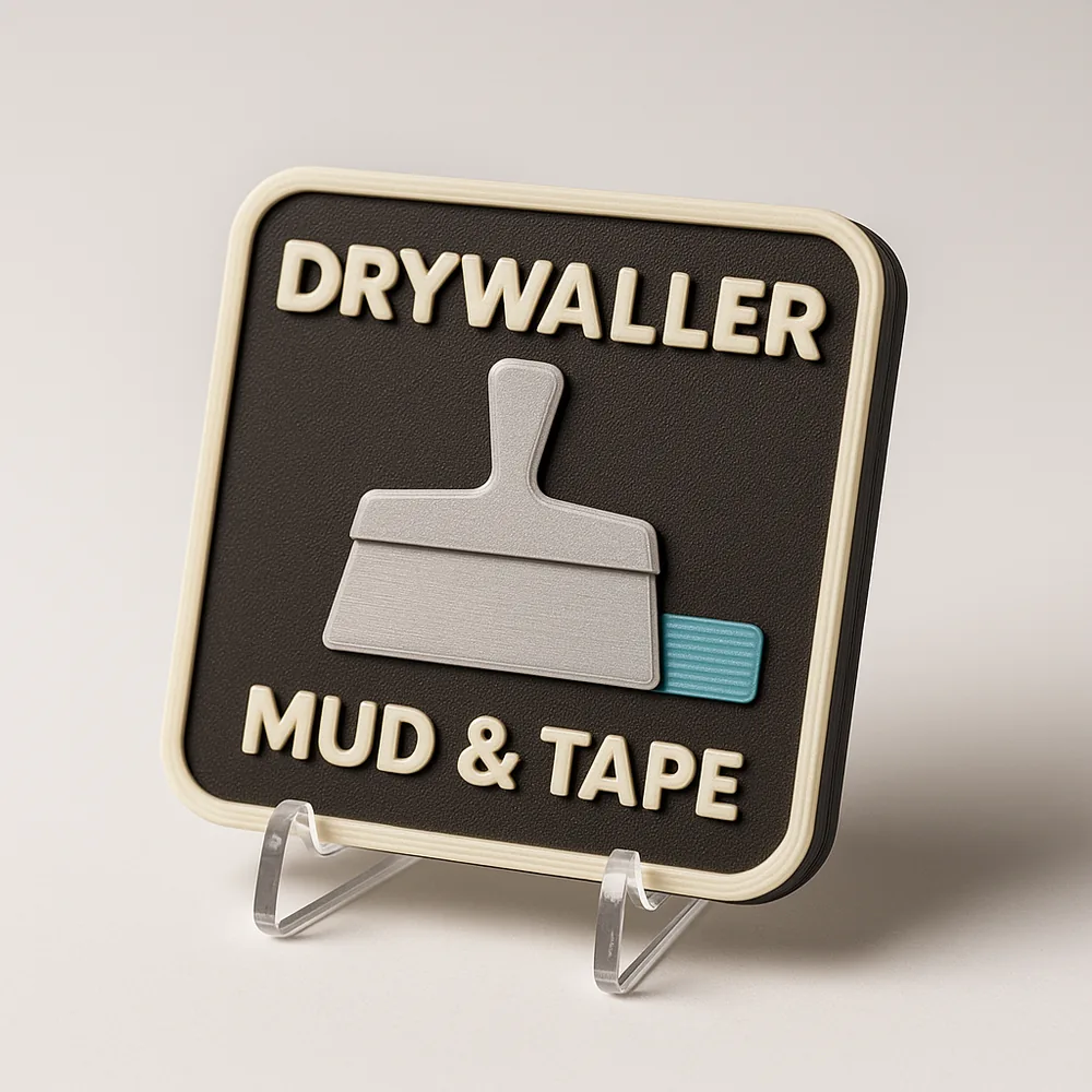 Drywaller - Mud & Tape magnetic 3D-printed achievement badge