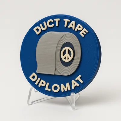Duct Tape Diplomat magnetic 3D-printed achievement badge