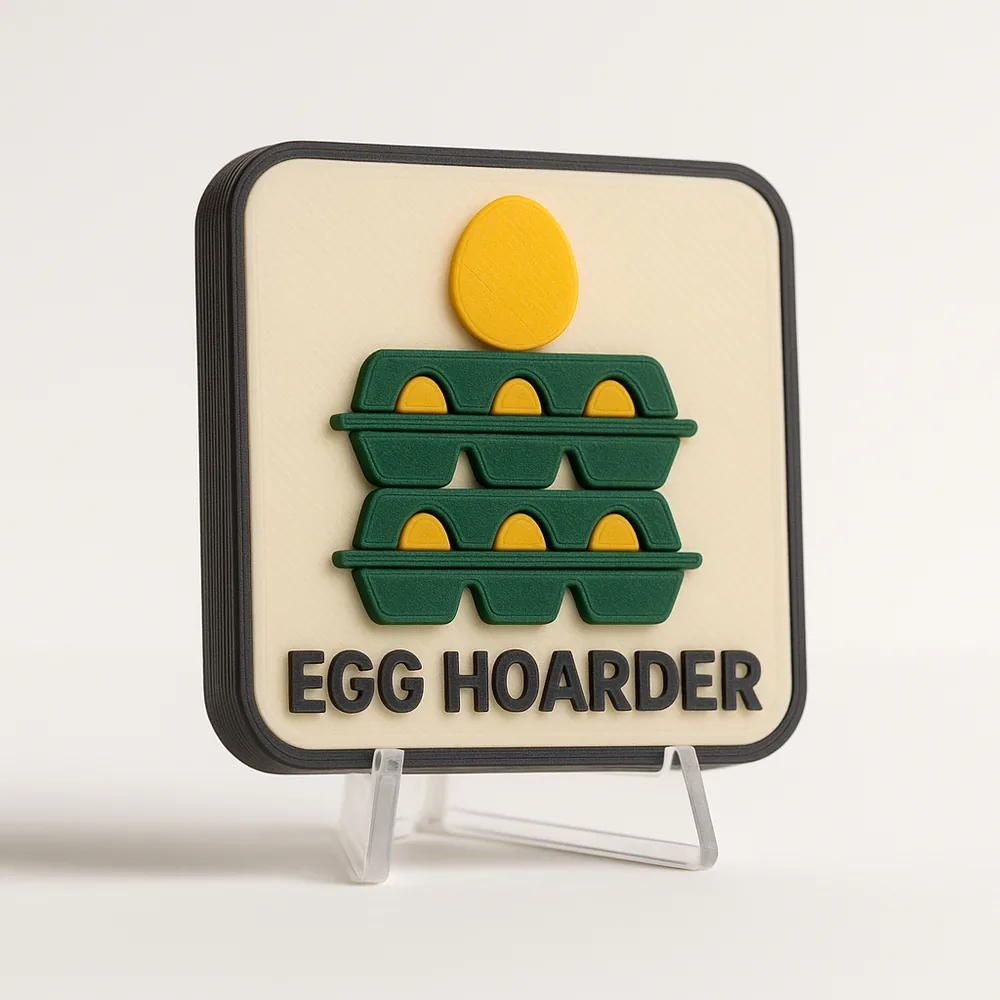 Egg Hoarder magnetic 3D-printed achievement badge