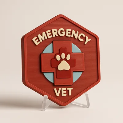 Emergency Vet magnetic 3D-printed achievement badge