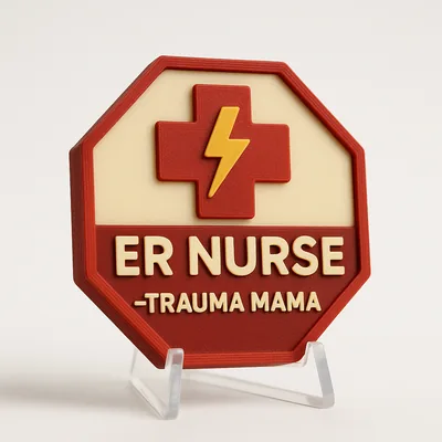 ER Nurse - Trauma Mama magnetic 3D-printed achievement badge