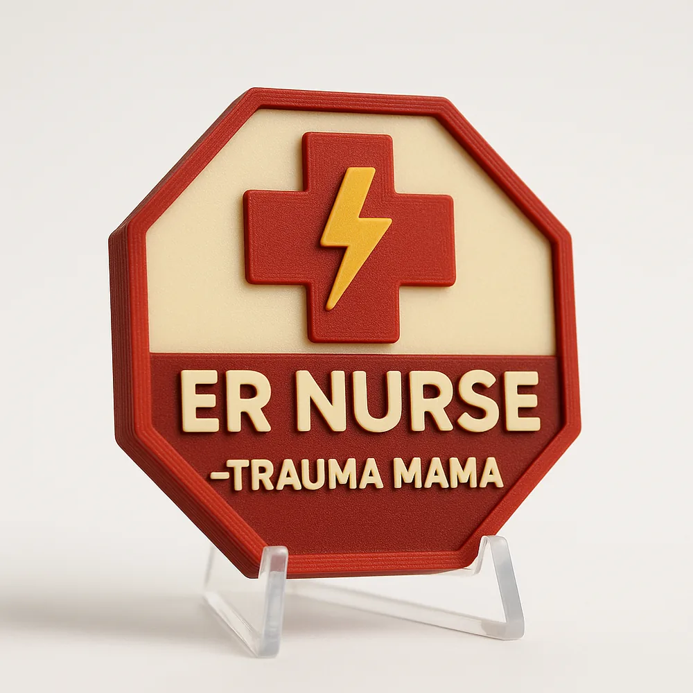 ER Nurse - Trauma Mama magnetic 3D-printed achievement badge