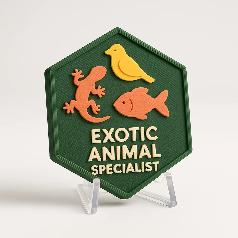 Exotic Animal Specialist magnetic 3D-printed achievement badge