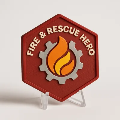 Fire & Rescue Hero magnetic 3D-printed achievement badge