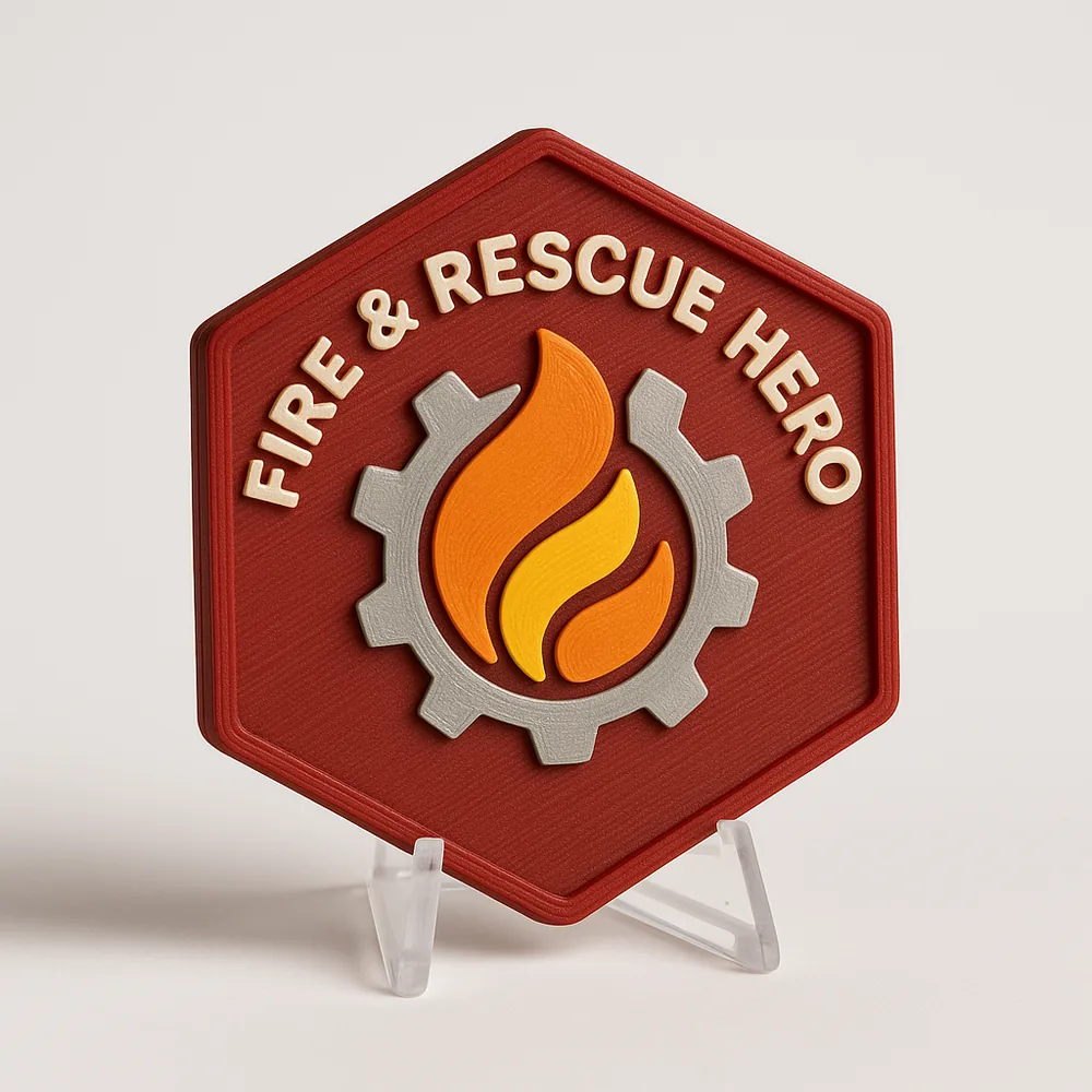 Fire & Rescue Hero magnetic 3D-printed achievement badge