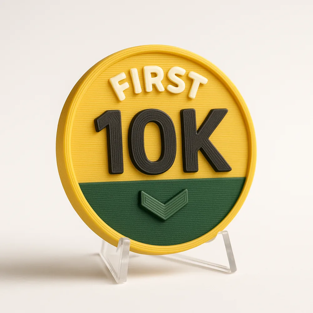 First 10K magnetic 3D-printed achievement badge