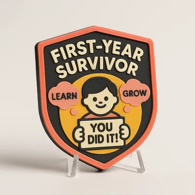 First-Year Survivor magnetic 3D-printed achievement badge
