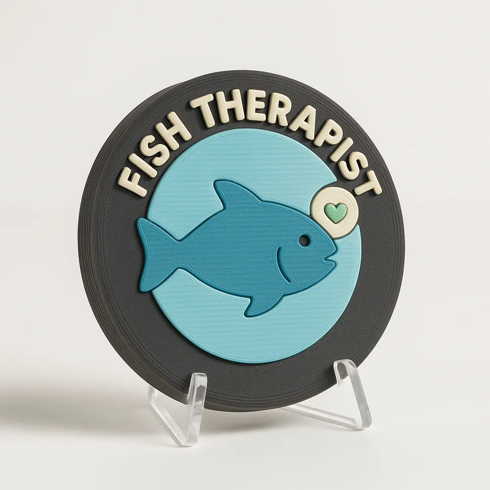Fish Therapist magnetic 3D-printed achievement badge
